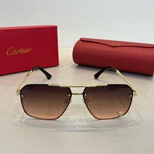 Cartier Black and Gold Metal Sunglasses Eyewear
